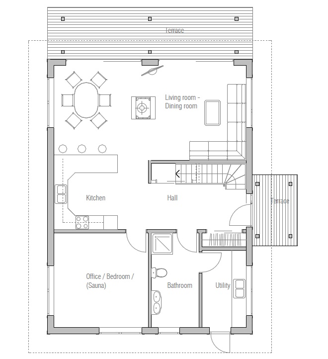 Small House plan CH20 floor plans, 3d images and building info.